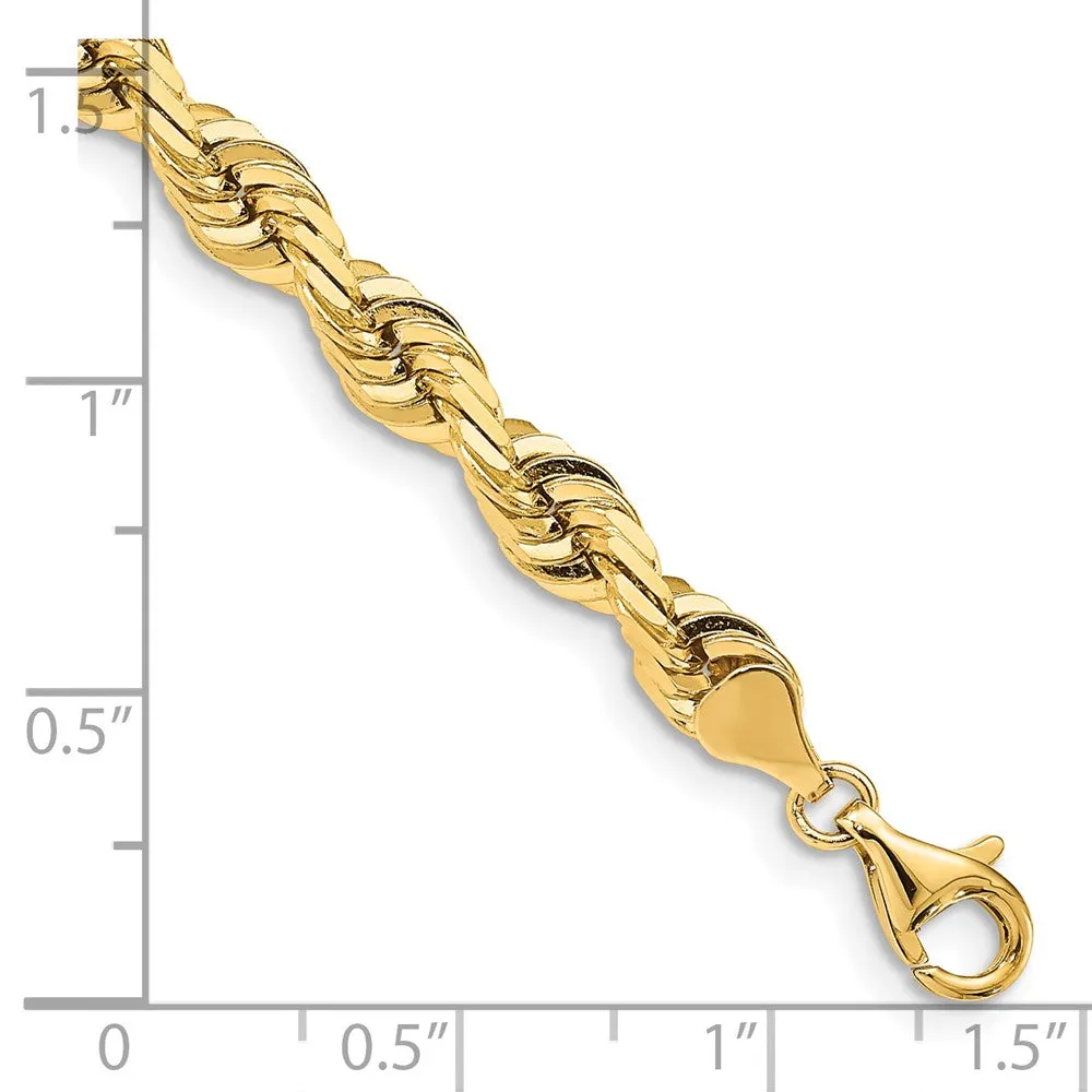 14K 8 Inch 7mm Diamond-cut Quadruple Rope Fancy Lobster Clasp Chain
