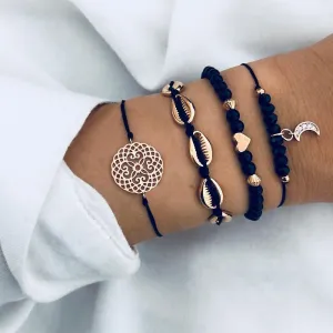 14K Gold Plated Seashell Bracelet with Celestial Design - Hypoallergenic & Comfort Fit