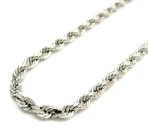14K White Gold Men's 1MM Diamond Cut Rope Chain