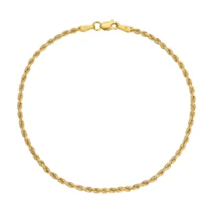 14K Yellow 2.00mm-5.00mm Diamond CUT Hollow ROPE Bracelets
