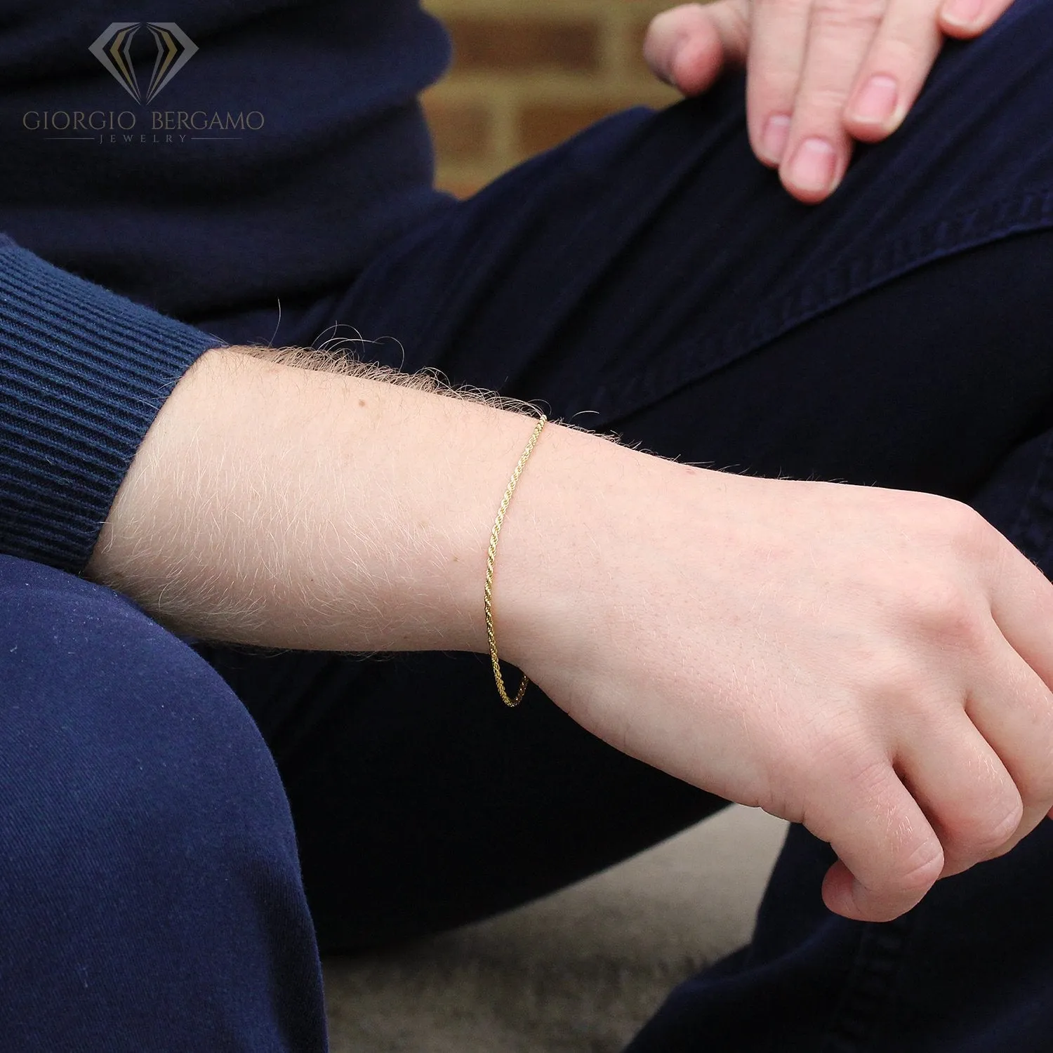 14K Yellow Gold 1.5mm Solid Rope Diamond Cut Bracelet or Anklet