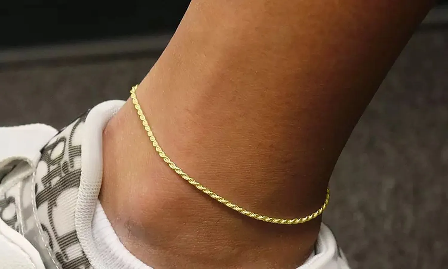 14K Yellow Gold 1.5mm Solid Rope Diamond Cut Bracelet or Anklet