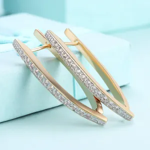 18K Champagne Gold Plated Pave Hoop Earrings - Hypoallergenic, Comfort Fit, High Quality & Durable
