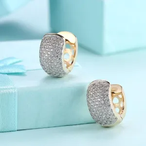 18K Gold Plated Crystal Micro Pavé Huggies - Thick Cut Round Earrings