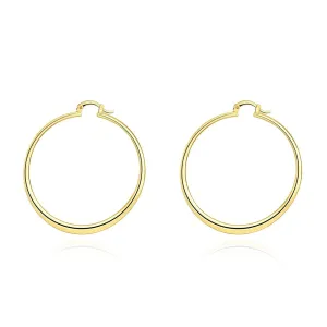 18K Gold Plated Flat Hoop Earrings - Hypoallergenic, Comfort Fit, Made in Italy