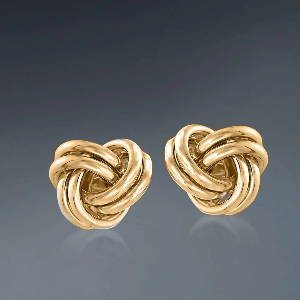 18K Gold Plated Mesh-Knot Twist Stud Earrings: Hypoallergenic & Made to Last