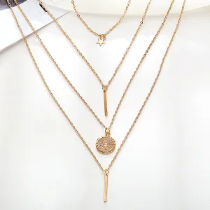 18K Gold Plated Rectangle Drop Necklace - 3 Piece Set, 18"   2" Extender, Link Chain, Lobster Clasp, Made in Italy