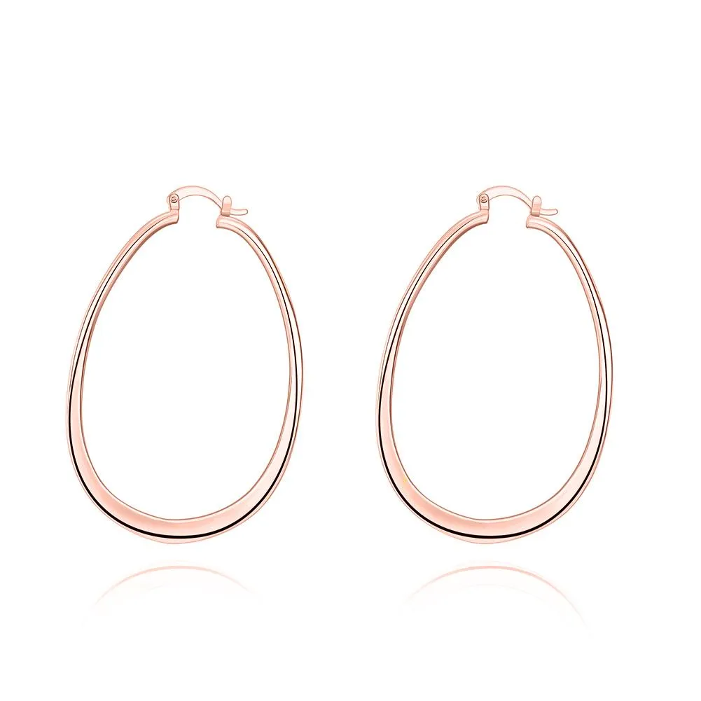 18K Rose Gold Plated Oval Hoop Earrings - Hypoallergenic and Comfort Fit Jewelry Made in Italy