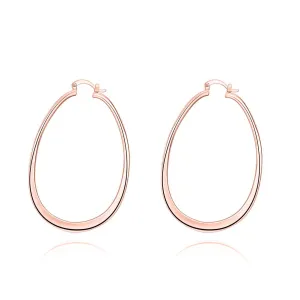 18K Rose Gold Plated Oval Hoop Earrings - Hypoallergenic and Comfort Fit Jewelry Made in Italy