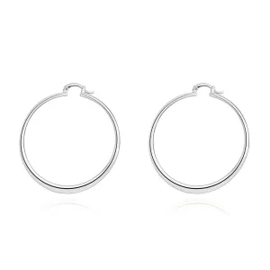 18K White Gold Plated Flat Hoop Earrings - Hypoallergenic and Comfort Fit Jewelry Made in Italy