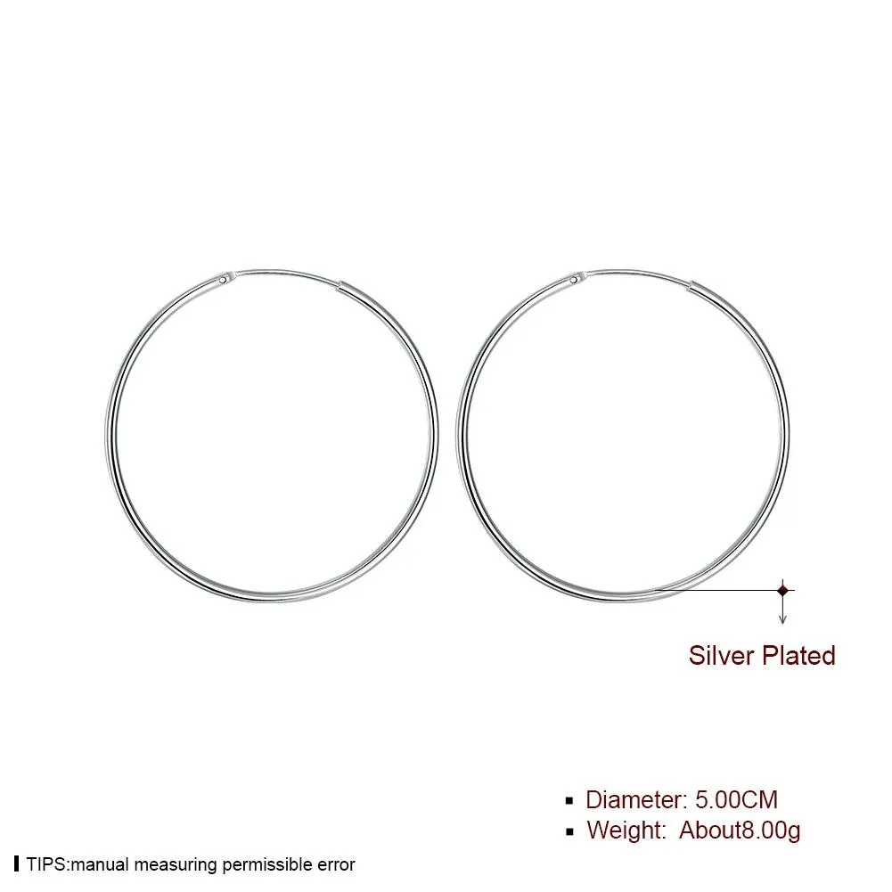 18K White Gold Plated Smooth Hoop Earrings - Hypoallergenic and Comfortable Fitting Jewelry Piece