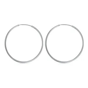 18K White Gold Plated Smooth Hoop Earrings - Hypoallergenic and Comfortable Fitting Jewelry Piece
