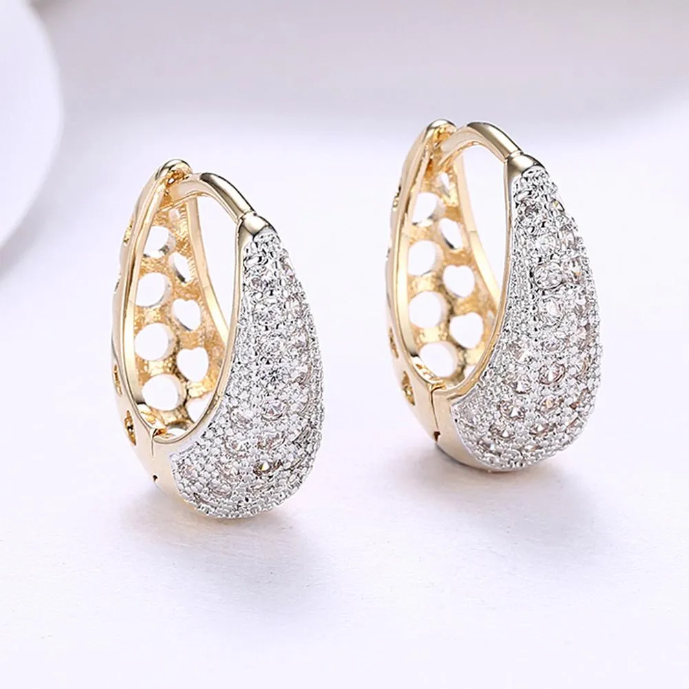 18mm Crystal Pave Heart Teardrop Huggie Earrings - Hypoallergenic & Comfortable