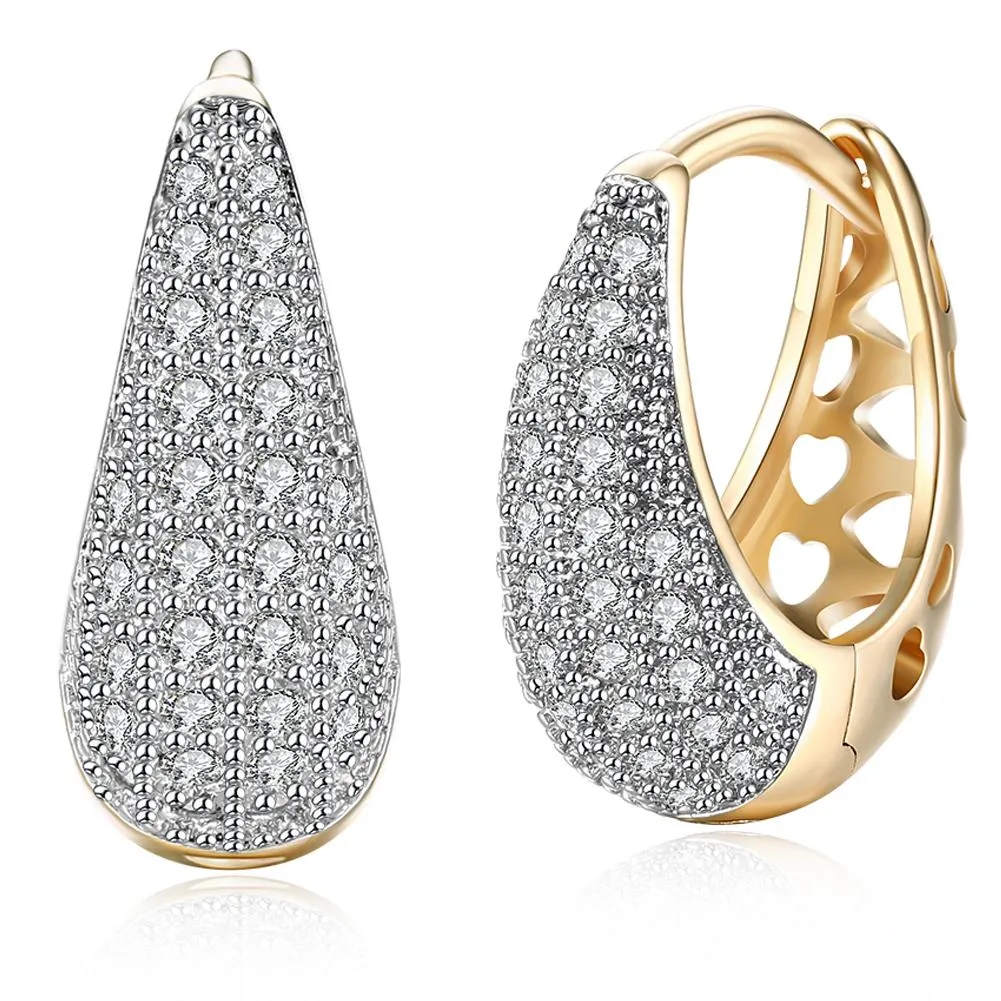 18mm Crystal Pave Heart Teardrop Huggie Earrings - Hypoallergenic & Comfortable