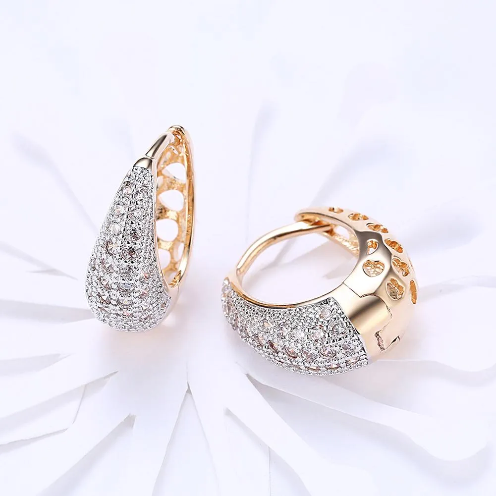 18mm Crystal Pave Heart Teardrop Huggie Earrings - Hypoallergenic & Comfortable