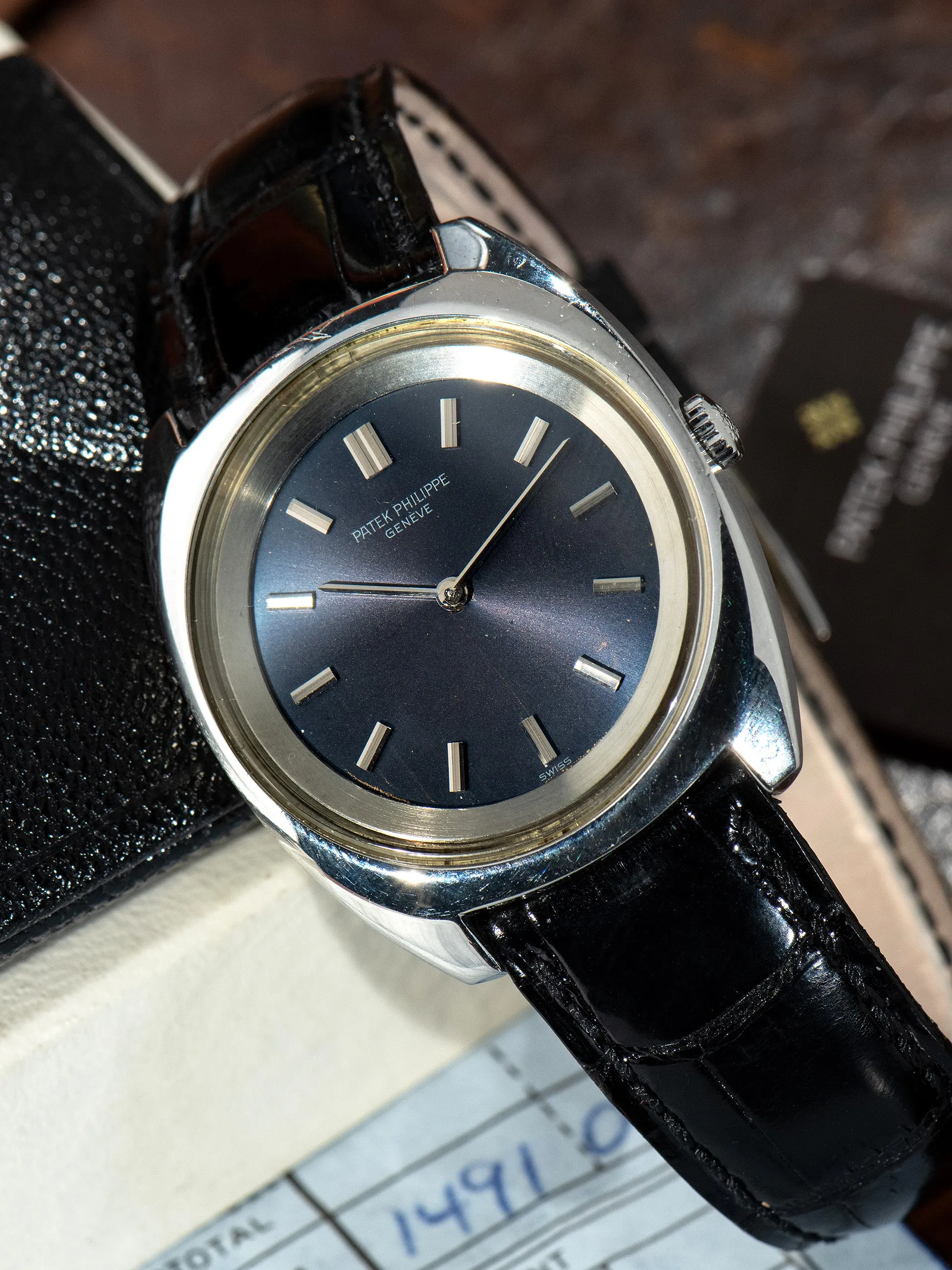 1970s Patek Philippe Stainless Steel Calatrava (Ref. 3579-1) W/ Box, Accessories, & Original Sales Receipt