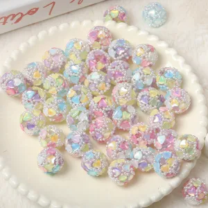 20mm,Fancy Round Beads with Hearts and Pearls