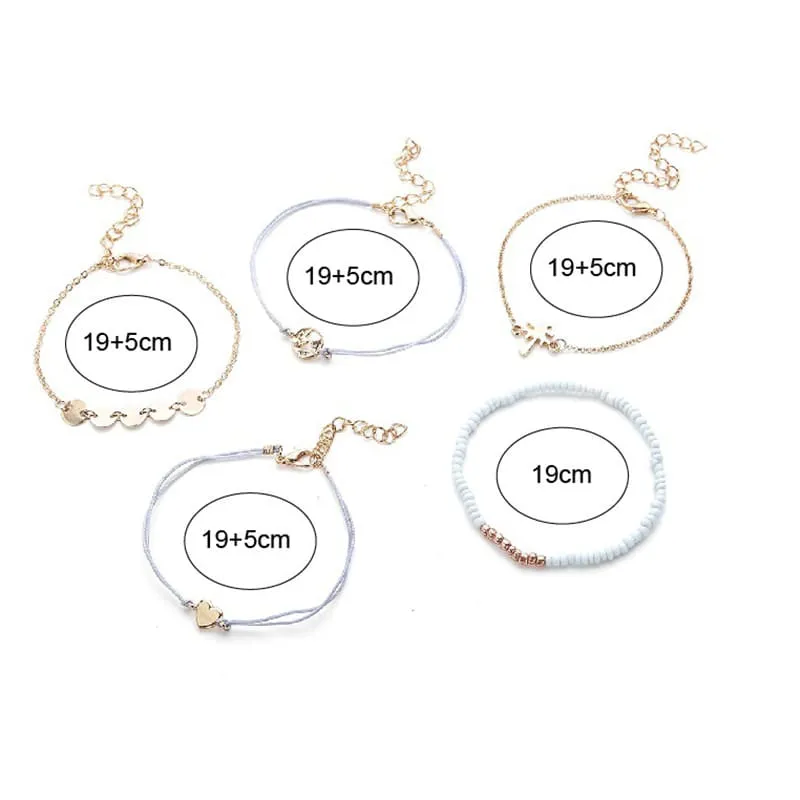 30 Pieces) Alloy And Wax Rope Bracelet Set