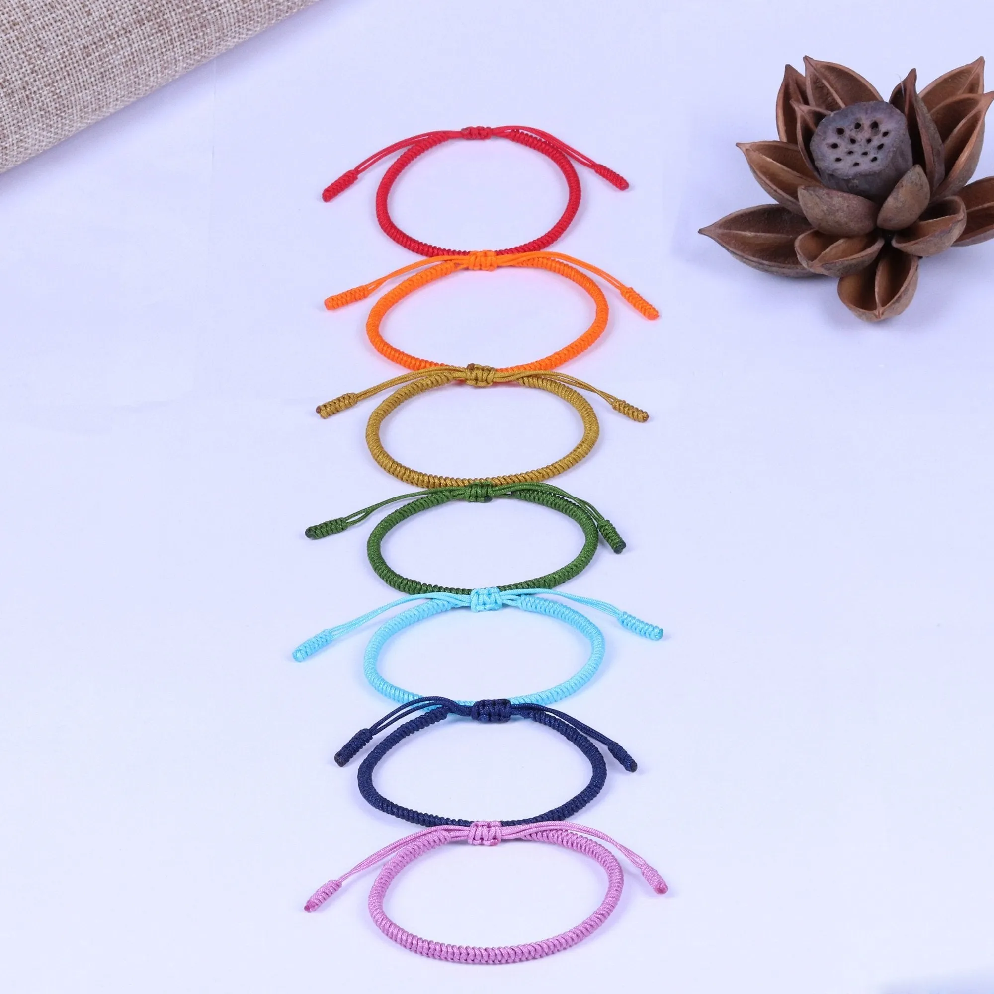 7 Chakra Lucky Handmade Buddhist Knots Rope Bracelet