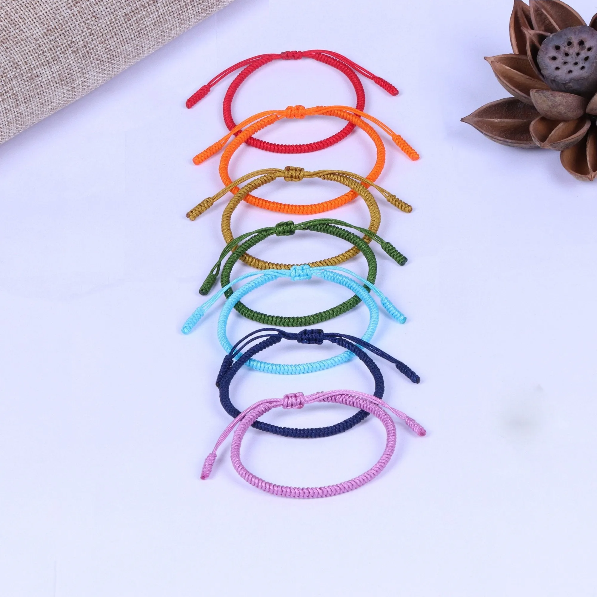 7 Chakra Lucky Handmade Buddhist Knots Rope Bracelet
