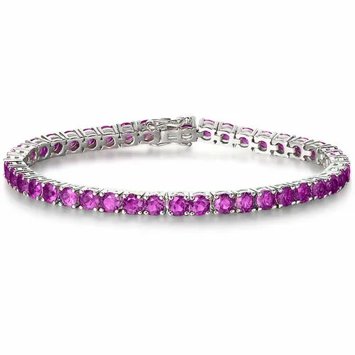 8.00 Cttw Genuine Amethyst Crystal Tennis Bracelet in 18K White Gold I