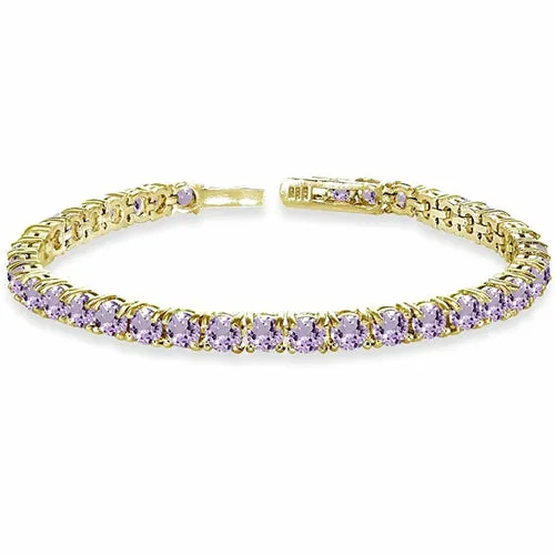 8.00 Cttw Genuine Amethyst Crystal Tennis Bracelet in 18K White Gold I