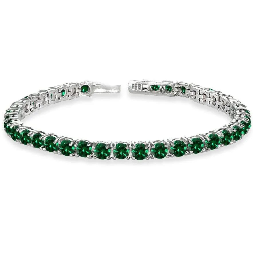 8.00 Cttw Genuine Amethyst Crystal Tennis Bracelet in 18K White Gold I