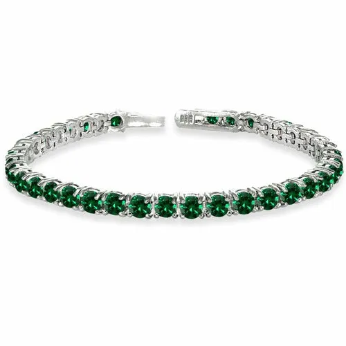 8.00 Cttw Genuine Amethyst Crystal Tennis Bracelet in 18K White Gold I