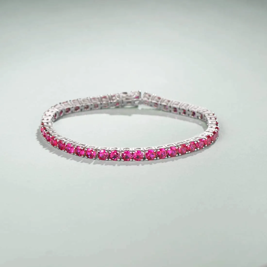 8.00 Cttw Genuine Amethyst Crystal Tennis Bracelet in 18K White Gold I