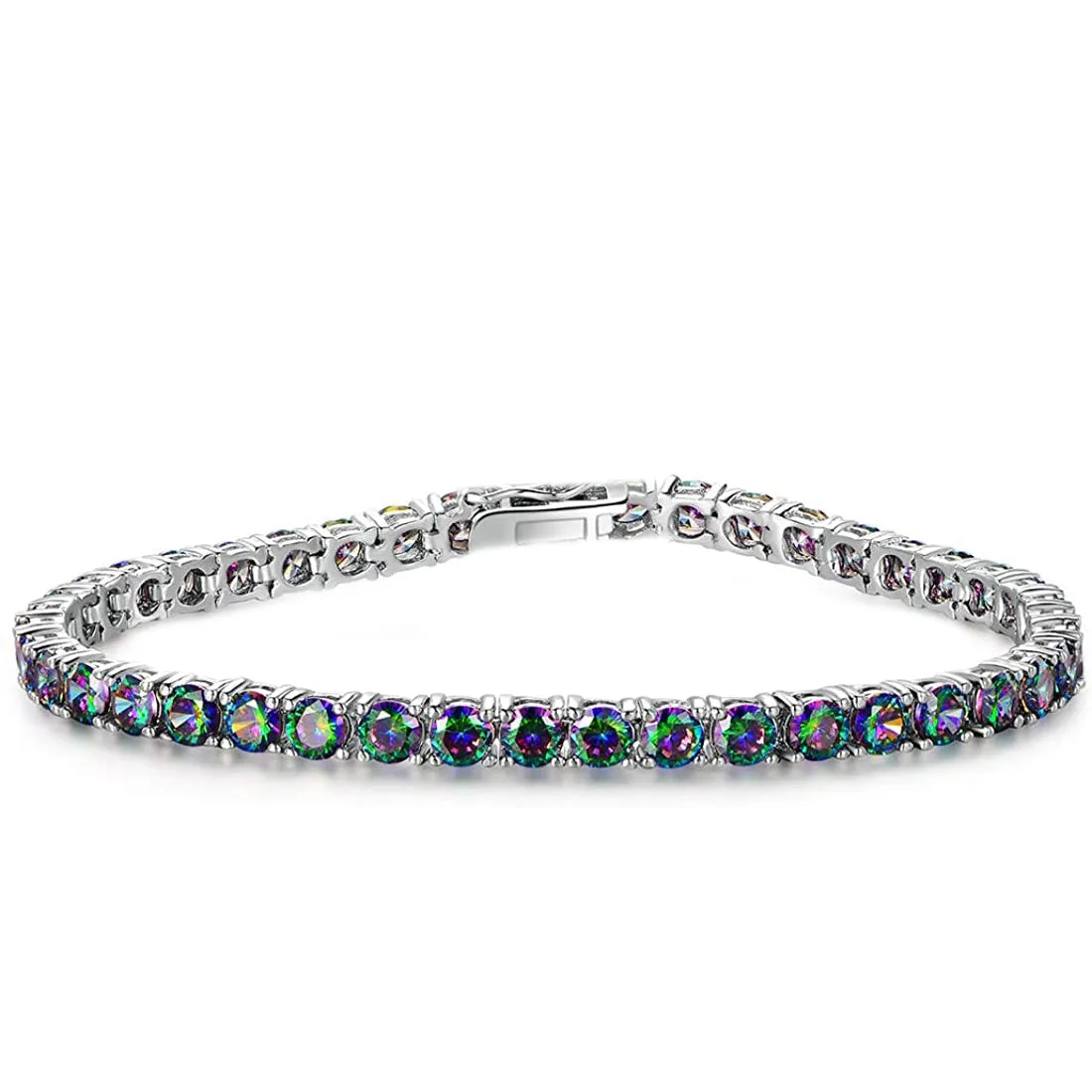 8.00 Cttw Genuine Amethyst Crystal Tennis Bracelet in 18K White Gold I