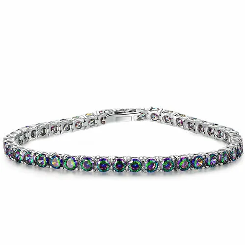 8.00 Cttw Genuine Amethyst Crystal Tennis Bracelet in 18K White Gold I