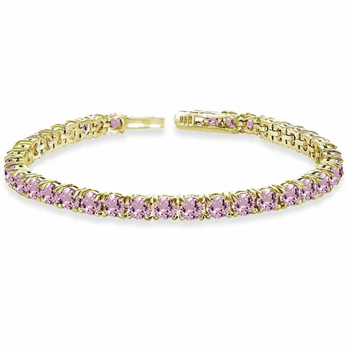8.00 Cttw Genuine Amethyst Crystal Tennis Bracelet in 18K White Gold I