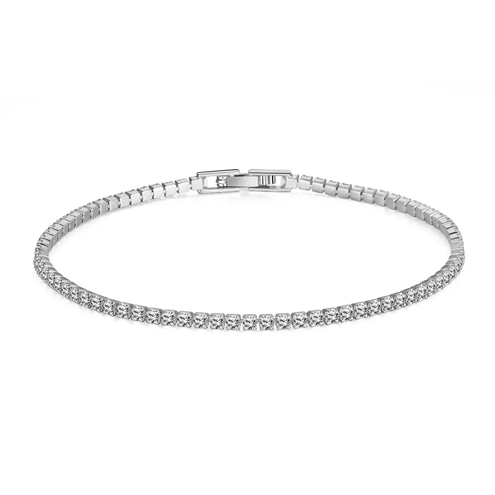 8.00 Cttw Genuine Amethyst Crystal Tennis Bracelet in 18K White Gold I