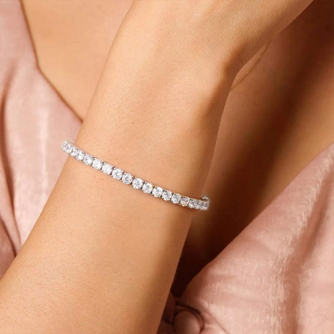 8.00 Cttw Genuine Amethyst Crystal Tennis Bracelet in 18K White Gold I