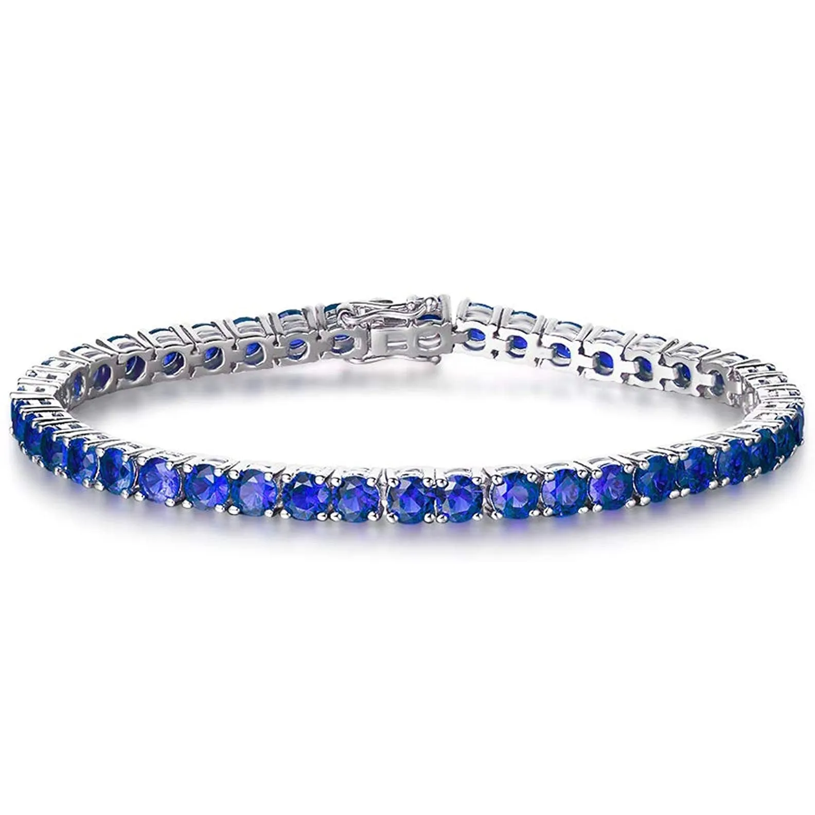 8.00 Cttw Genuine Amethyst Crystal Tennis Bracelet in 18K White Gold I