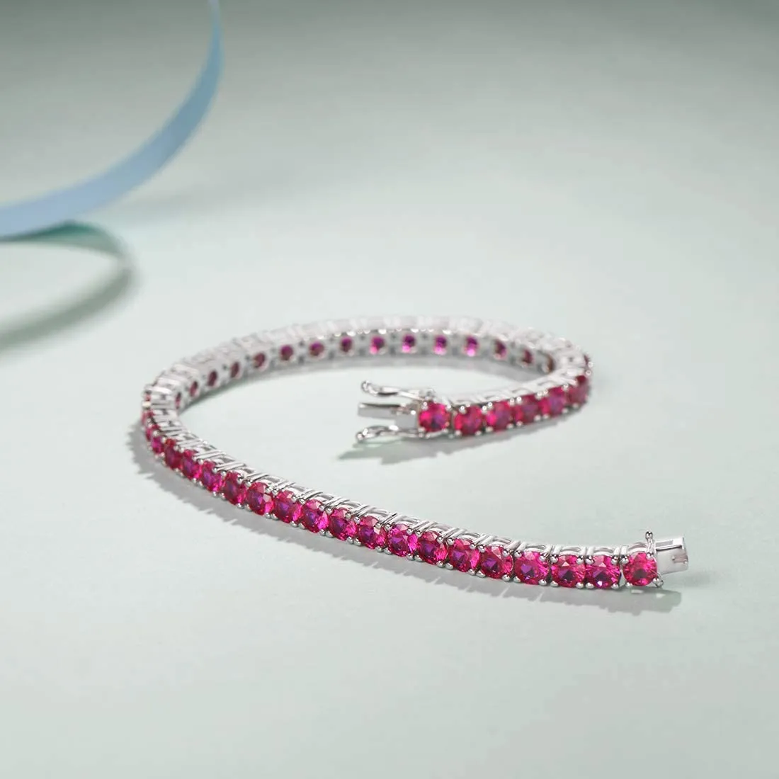 8.00 Cttw Genuine Amethyst Crystal Tennis Bracelet in 18K White Gold I