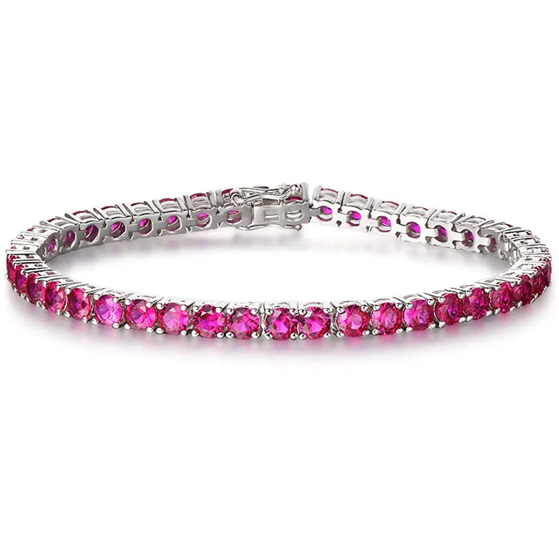 8.00 Cttw Genuine Amethyst Crystal Tennis Bracelet in 18K White Gold I