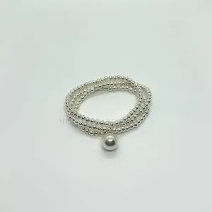 925 Silver Bracelet - Trifold with Silver Ball (K01)