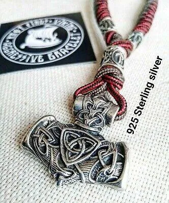 925 Sterling silver men's necklace, Vikings jewelry, men's accessories. Mjolnir necklace  Scandinavian style.