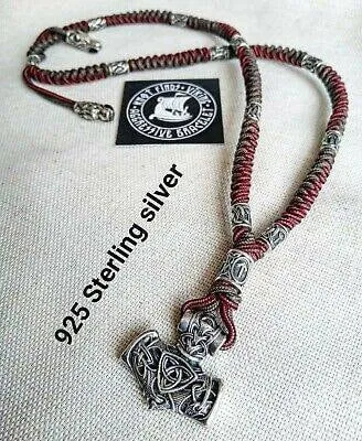925 Sterling silver men's necklace, Vikings jewelry, men's accessories. Mjolnir necklace  Scandinavian style.