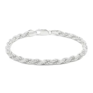 925 Sterling Silver Solid Rope 5mm Diamond Cut ITProLux Bracelet