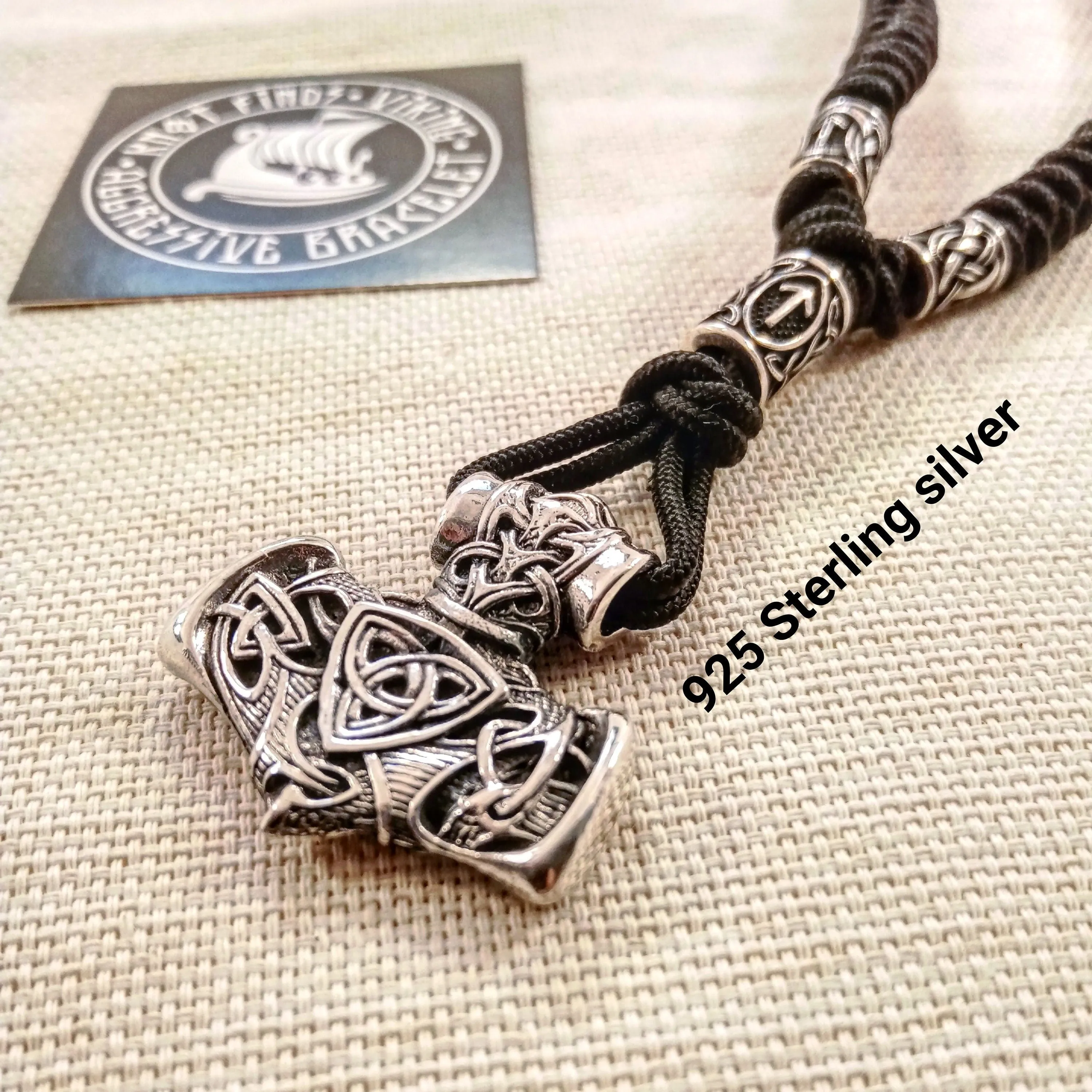 925 Sterling silver viking necklace. Scandinavian jewelry. Mens luxury accessories. Gift for viking.