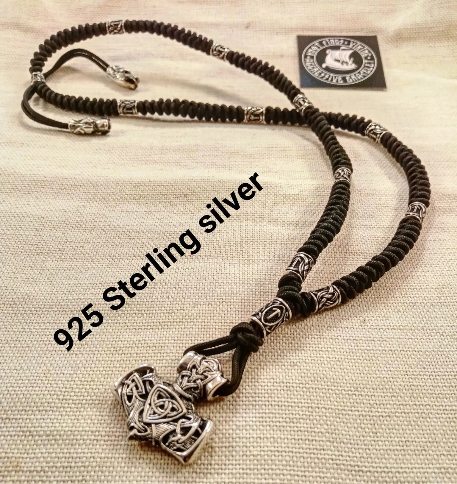925 Sterling silver viking necklace. Scandinavian jewelry. Mens luxury accessories. Gift for viking.
