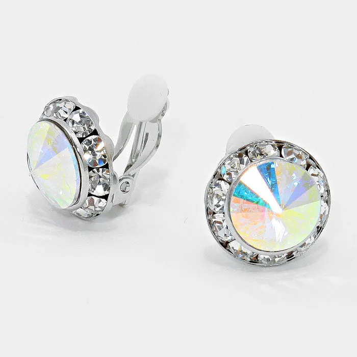 AB Austrian Crystal Clip On Stud Earrings | 296870