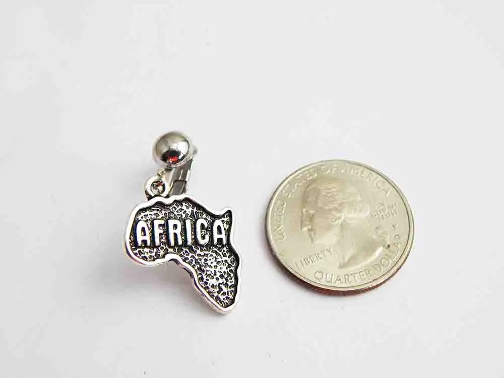 Africa Earrings Silver Clip On Non Pierced African Jewelry Ethnic Afrocentric
