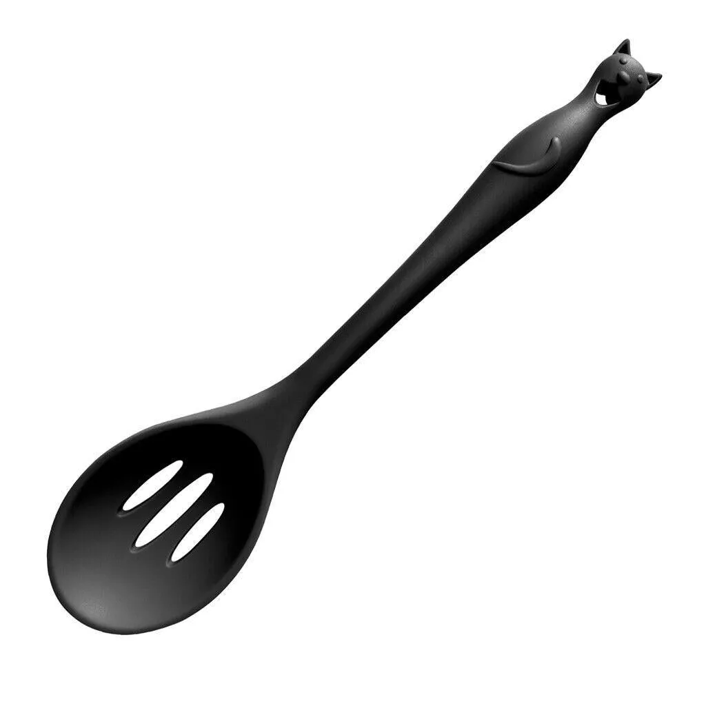 Alchemy Gothic KU4 Cat's Kitchen Slotted Spoon Feline Black Gift Decor Christmas