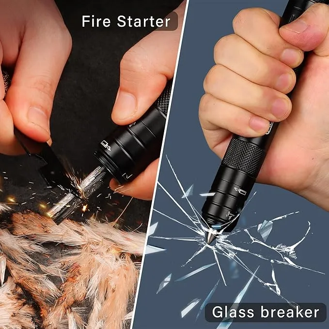 All in 1 Camping Survival Kits with LED Flashlight, Fire Starter, Whistle, Glass Breaker, Compass, Paracord, Tactical Survival Multitool, EDC, Stocking Stuffers and Gifts for Men Women