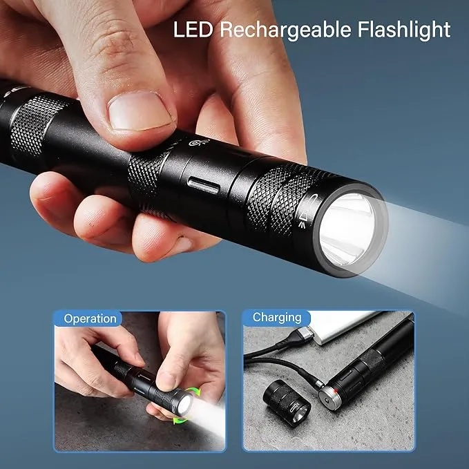 All in 1 Camping Survival Kits with LED Flashlight, Fire Starter, Whistle, Glass Breaker, Compass, Paracord, Tactical Survival Multitool, EDC, Stocking Stuffers and Gifts for Men Women