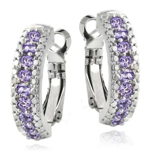 Amethyst Crystal Leverback Earrings in 18K White Gold Plating - Hypoallergenic & Long-Lasting