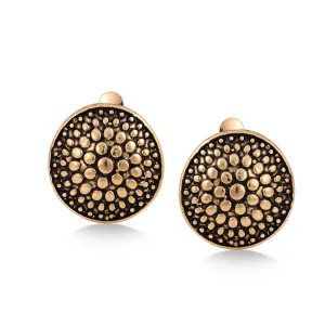 ANTIQUE GOLD ROUND DOT MOTIF CLIP-ON EARRINGS #SQ09126ECA.G (OE9)